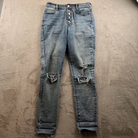 PacSun Womens Jeans Size 27 Destroyed Mid Rise Button Fly Casual Blue Denim - Picture 15 of 15